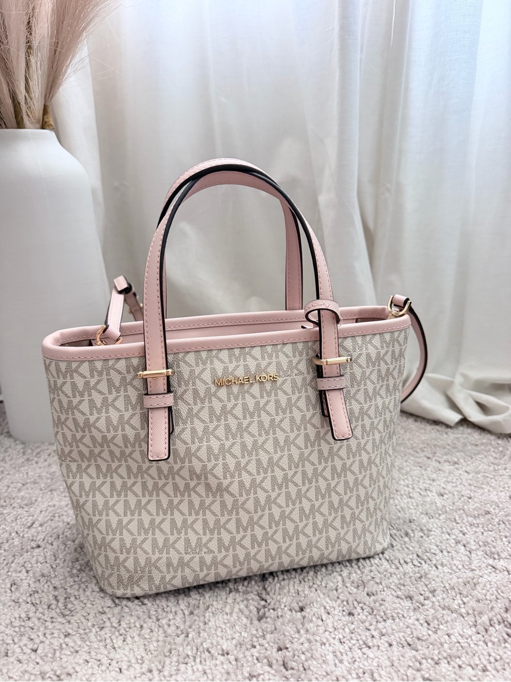 Michael Kors Pink Trim Signature Logo Tote